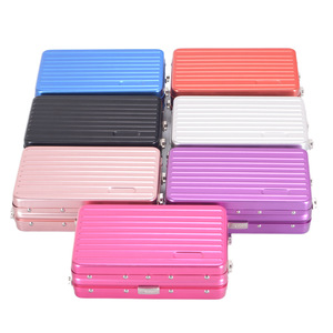 Mini Makeup <b>Case</b> 7 Inch Aluminum Alloy ABS PC Portable Solid Color Cosmetic Storage Bag <b>Small</b> Size Square Design - Product Image 1