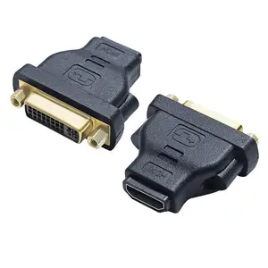 Farkarena HDMI perempuan ke DVI-I Dual link DVI 24 + 5 laki-laki konektor adaptor konverter coupler