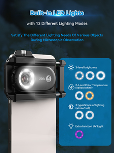 Apexel 200X điện thoại kính hiển vi ống kính nano Zoom cho Android/iPhone với LED UV ánh sáng/CPL phổ Clip - Product Image 4