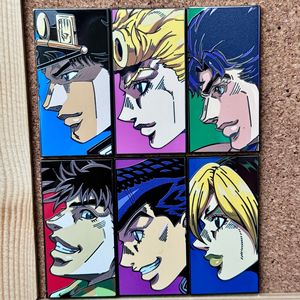 6 Estilos de Pines de Esmalte Suave de Anime <span class=keywords><strong>Kujo</strong></span> <span class=keywords><strong>Jotaro</strong></span>, Impresión UV, Accesorios para Bolsos, Cuellos y Camisas, Fabricados en China - Product Image 1