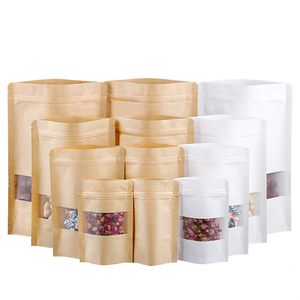 Pochette en papier <span class=keywords><strong>kraft</strong></span> ziplock fermeture marron papier de nourriture de thé de café sac d'emballage sac en plastique emballage sacs en papier en gros - Product Image 3