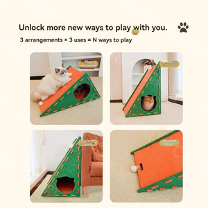 Lit grattoir vertical triangulaire pour chat avec feutre - Gain de place en coin, durable pour la protection des meubles - Product Image 2