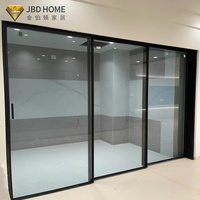 Système de porte coulissante en aluminium robuste de qualité supérieure avec roulettes lisses et poignée verrouillable pour chambre extérieure et maison moderne