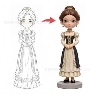 Élégante poupée bobblehead en robe de cérémonie, blanc ivoire, 30-50 cm, résines synthétiques, décoration de bureau - Product Image 3