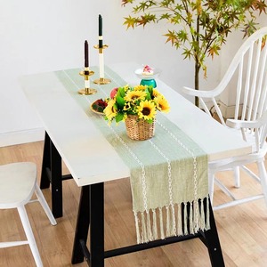 Chemin de <span class=keywords><strong>table</strong></span> vintage en coton et lin tissé, brodé à la main, motif floral, style américain, personnalisable, pour <span class=keywords><strong>mariage</strong></span>, fête, décoration de salle à manger - Product Image 5