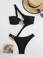 Stok 5 warna satu cincin bahu rincian desainer Monokini Bandeau Atasan Wanita satu bagian pakaian renang pakaian renang S-L
