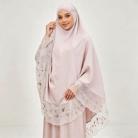 Ensemble Khimar en Organza pour Femme, Tenue de Prière Modeste, Vêtements Musulmans Islamiques, Longueur au Sol