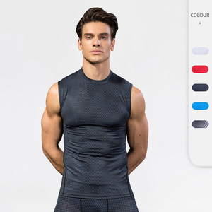 Hot Supplier Custom 3D Printed Sport Sleeveless Shirt Polyester Quick-drying Singlet Training Gym <strong>Men</strong> <strong>Compression</strong> Fitness <strong>Vest</strong> - Product Image 1