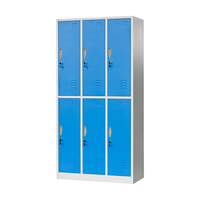 Casiers de rangement modernes en acier à 6 portes colorés, armoires verrouillables autoportantes pour hôpitaux, gymnases et vestiaires