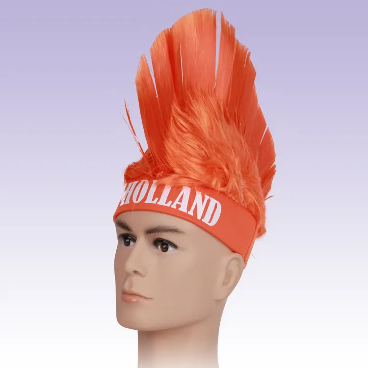 Hot Sell Holland Country Color Hankam Pruik Voetbalfan De Nederland Mohawk Pruik