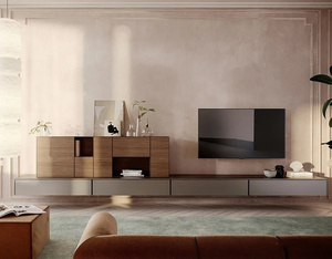 <span class=keywords><strong>Meuble</strong></span> <span class=keywords><strong>TV</strong></span> moderne pour salon, nouveau style, usage domestique, avec vitrine et finition LED haute brillance - Product Image 1