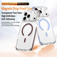 Coque antichoc certifiée SGS pour iPhone 16 17 18 Pro Max, magnétique, bicolore, avec dos transparent anti-collision