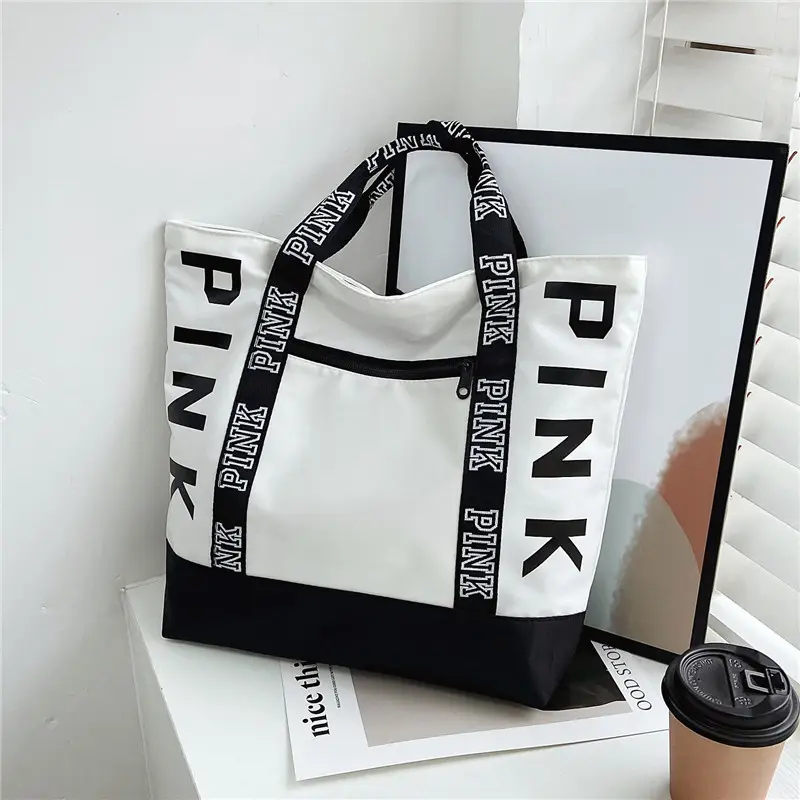 Großhandel Günstige Handtasche Damen Luxus Strand Rosa Wasserdichte Frauen Große Nylon Handtasche Sublimation Einkaufstasche