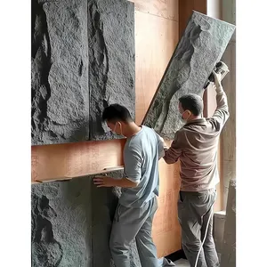 Panel de pared de piedra de PU plástico 3D decorativo para decoración de paredes