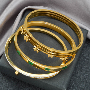 กำไลข้อมือสแตนเลสชุบทอง 18k ประดับเพชรซิรคอน สำหรับผู้หญิง แฟชั่นมิตรภาพ - Product Image 4