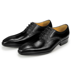 Luxury Designer VALENTINA Leather Lace-Up Pointed Breathable Lightweight Anti-Slip Patchwork Spring/Summer <b>Work</b> Shoes Men Brogue - Product Image 5