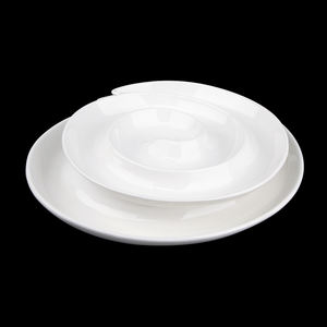 Plat en céramique blanche Assiettes divisées pour collation <span class=keywords><strong>Assiette</strong></span> de conception en spirale d'<span class=keywords><strong>escargot</strong></span> irrégulier Vaisselle en <span class=keywords><strong>porcelaine</strong></span> pour collation d'hôtel Fruits secs - Product Image 2
