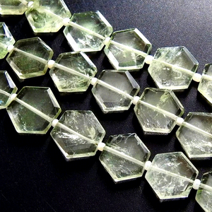 Perles de pierre d'améthyste verte naturelle facettées hexagonales 11x11mm, trou de 0,35mm, brin de 20 pièces pour la fabrication de bijoux - Product Image 1
