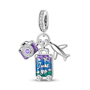 Pendentif Breloque Appareil Photo Avion en Forme de Cœur pour Enfants, Plaqué Or et Argent, Bijoux DIY, Style <span class=keywords><strong>Voyage</strong></span>, Meilleures Ventes - Product Image 3