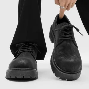 Scarpe Derby Classiche Retrò di Alta Qualità con Plateau per Uomo, Aumentano l'Altezza, Stile Americano Workwear in Pelle - Product Image 4