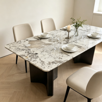 Table à manger en marbre naturel moderne de luxe, taille personnalisée, mobilier haut de gamme pour villa, hôtel, restaurant