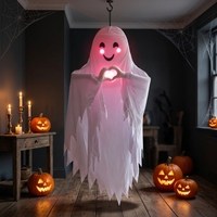 Décoration Suspendue Halloween GGK007 Fantôme Blanc Lumineux Sonore et Interactif pour Intérieur et Extérieur