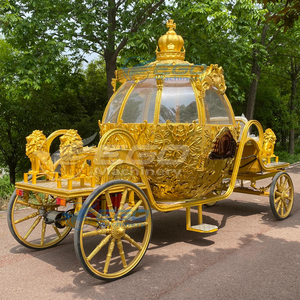 Golden Sculpture Electric Royal Pumpkin Horse Drawn Carriage Electric Luxury Tour Sightseeing Carriage for Wedding Carriage - Product Image 3
