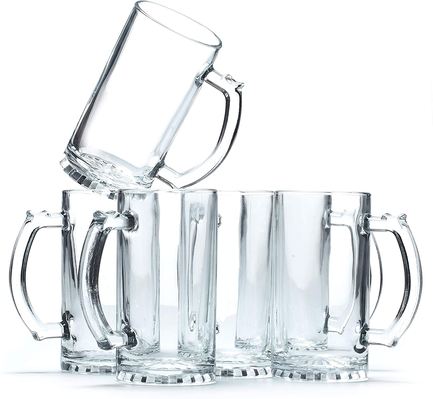 Glass Beer Mug Stein 16 oz, 10 pack, Pint Sized Beer Glasses in Bulks