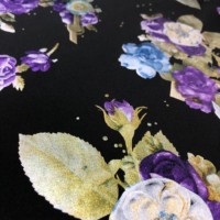Tissu tricoté Scuba à motif floral imprimé numérique doré à chaud pour vêtements
