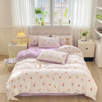 Parure de lit en microfibre imprimée florale de créateur, housse de couette et drap, ensemble de literie