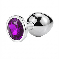 Plug anal en métal incrusté de diamants avec base - Acier inoxydable poli miroir, unisexe, pour porter en déplacement