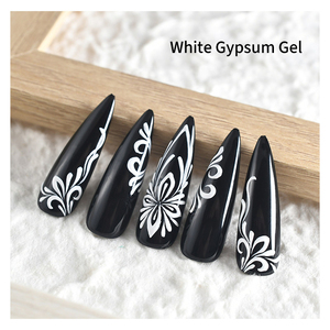 Esmalte de Uñas en Gel 3D con Relieve, Líneas Pintadas en Blanco y Negro, Sin Necesidad de Lavar - Product Image 4