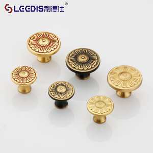 Lcedis Chinese Style Brass Cabinet <b>Knob</b> Round Single Hole Handle For Wardrobe And Kitchen Furniture Hardware - Product Image 1