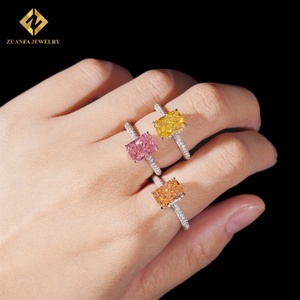 Joyería de Moda al por Mayor, Anillo de Compromiso de Plata de Ley 925 con Circonita Cúbica de Corte Radiante Colorida, Anillo con Incrustaciones de Circonita para Mujer y Hombre - Product Image 6