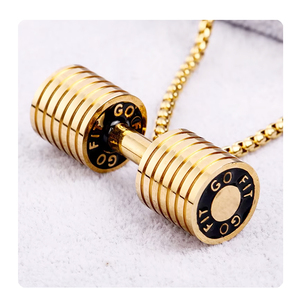 Collar con Colgante de Mancuerna de Acero Inoxidable |   Joyería Deportiva Inspirada en el Gimnasio para Hombres |   Accesorios para Entrenamiento y Levantamiento de Pesas - Product Image 1