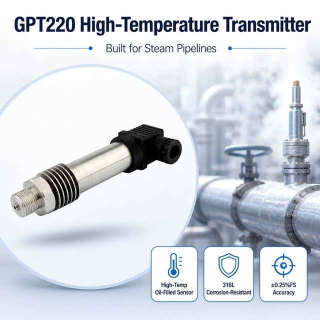 GPT220 100MPa Piezo 4-20mA High Temperature Steam Pressure Sensor
