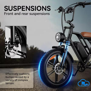 YUNQI Armazém UE EUA Estoque Pronto Bicicleta Elétrica G60 1000W Pneus Largos de 20 polegadas Bateria de Lítio Digital 25km/h Sensor para Adultos - Product Image 2