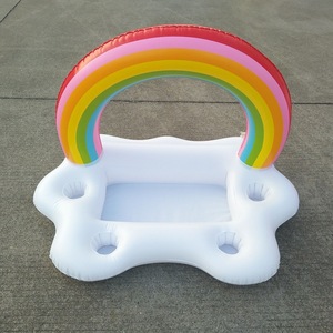 <b>Inflatable</b> Rainbow Drink Float Pool Cooler With Can Holders For Adults Vinyl Floatation Device - Product Image 4