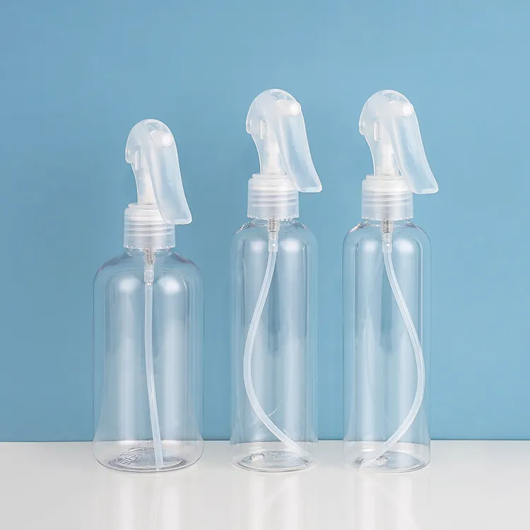 חיית מחמד מותאמת אישית פלסטיק שקוף בקבוק אריזת פלסטיק ריקה בקבוק חיטוי ערפל בקבוק ריסוס עם הדק