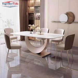 Table à manger moderne en marbre, design personnalisé, simple, durable et luxueuse, 6 places, pour repas de groupe, meubles de salle à manger - Product Image 3