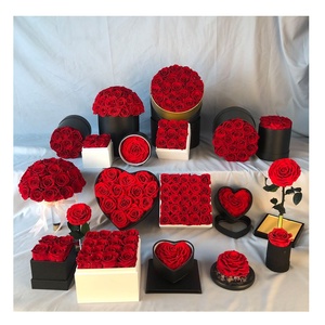 5 Stück Lot Schwarz Weiß Kein Logo-Paket Benutzer definierte Hutform Luxus Konservierte Geschenk rosen Runde Blumen box