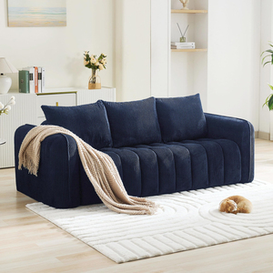 Nouveau canapé sectionnel contemporain pour salon de villa, revêtement en velours, design gain de place, aucun assemblage requis - Product Image 1