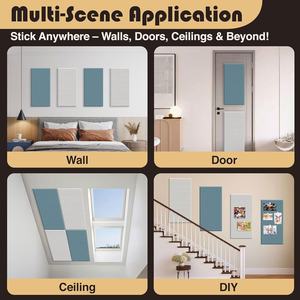 ROYDAAモダン4ピース自己接着防音生地音響パネル24x12壁パネルスレートネイビーチョークホワイトホームオフィス用 - Product Image 5