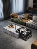 Table basse rectangulaire en marbre de style italien, minimaliste, haut de gamme et simple, pour salon de villa, table sur pied