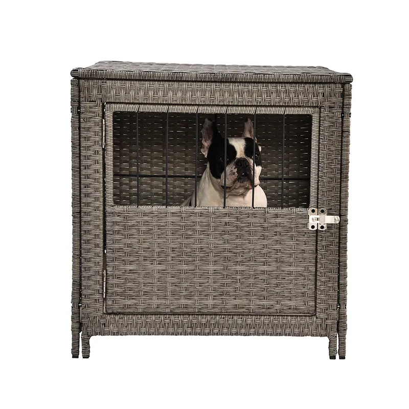 New Design Rattan Wicker Pet Residence Dog Crate Animal Pet Furniture Cage Dog Bed Kennel House