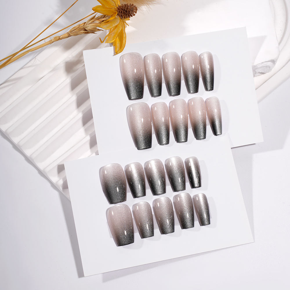 Wholesale Wear False Nails 30pcs Long and Short Coffin Gradient Cat Eye Press on Nails Tip