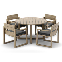 Ensemble de tables et chaises de salle à manger en teck massif de style nordique pour villa, hôtel, maison d'hôtes, complexe hôtelier et projets