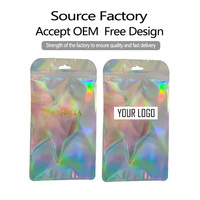 Sacs d'emballage holographiques en mylar transparent personnalisés avec fermeture éclair