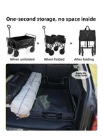 Chariot pliant d'extérieur robuste en acier et tissu Oxford à quatre roues avec freins anti-retournement pour camping et pique-nique OEM OBM