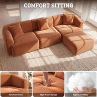 Modernes Ecksofa, wandelbar, L-förmig, modular, komprimierbar, mit Ottoman, 3-Sitzer-Couch für das Wohnzimmer